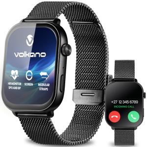 Volkano Trinity Series Smartwatch with Metal Mesh Strap - Black