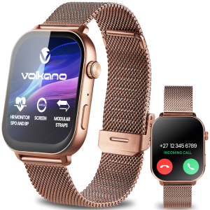 Volkano Trinity Series Smartwatch with Metal Mesh Strap - Gold