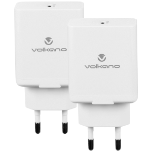 Volkano Potent Series 25w P.D. / PPS Wall Charger - Bundle of 2 - White