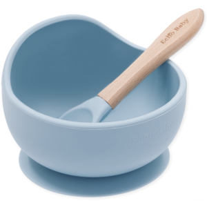 Silicone Suction Bowl and Spoon Set - Powder Blue