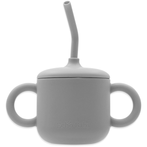 Silicone Training Cup with Straw - Stone