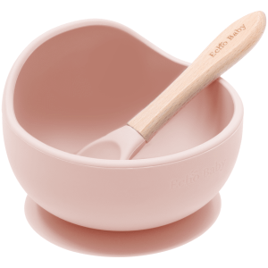 Silicone Suction Bowl and Spoon Set - Rose