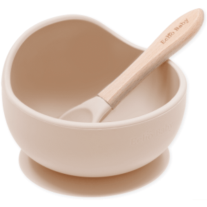 Silicone Suction Bowl and Spoon Set - Ivory