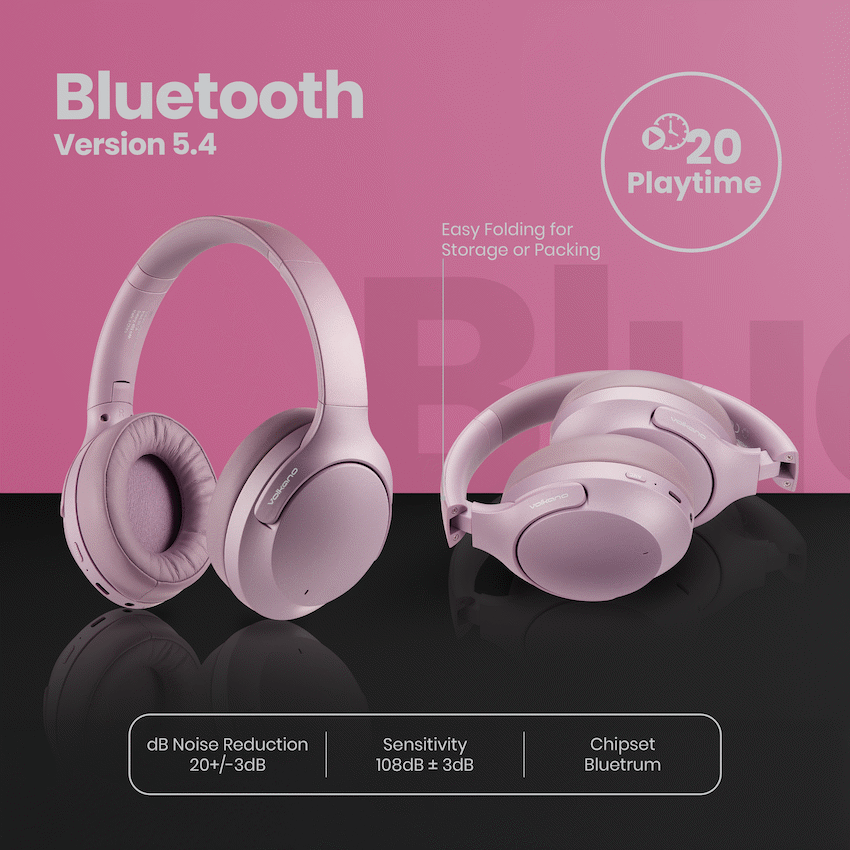 Volkano Odyssey ANC Bluetooth Wireless Headphone - Rose Gold - Image 20