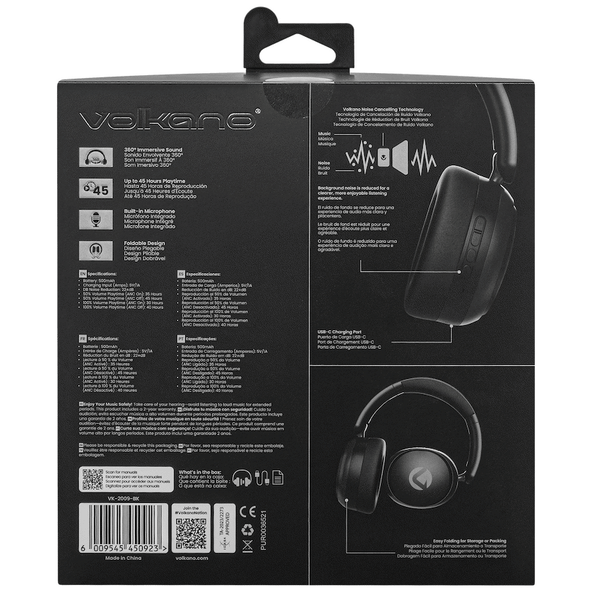 Volkano Lexi Bluetooth Headphone with ANC - Black - Image 16