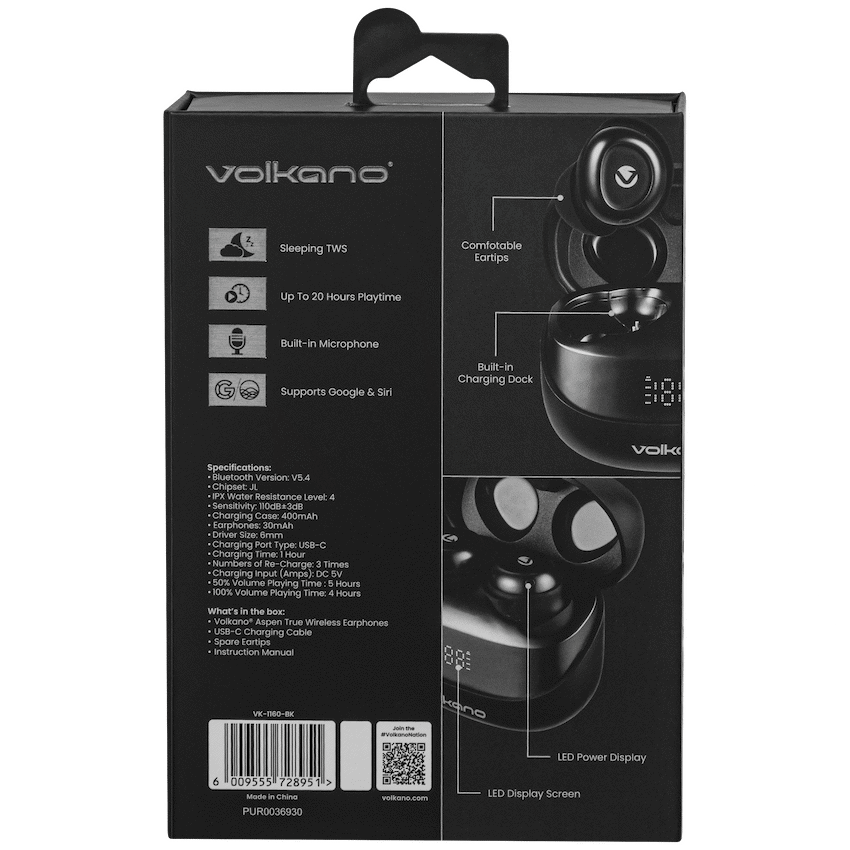 Volkano Aspen True Wireless Earphones - Black - Image 7