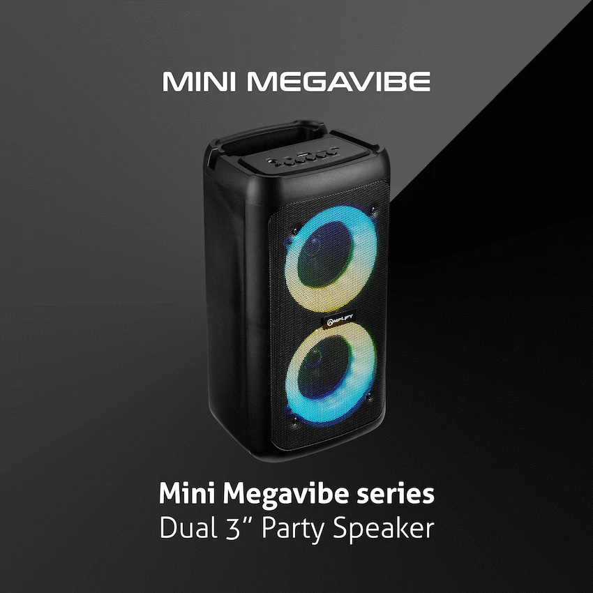 Amplify Mini Megavibe Series Dual 3" Party Speaker - Black - Image 4