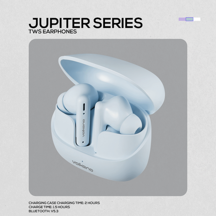 Volkano Jupiter Series TWS Earphones - Pastel Blue - Image 19