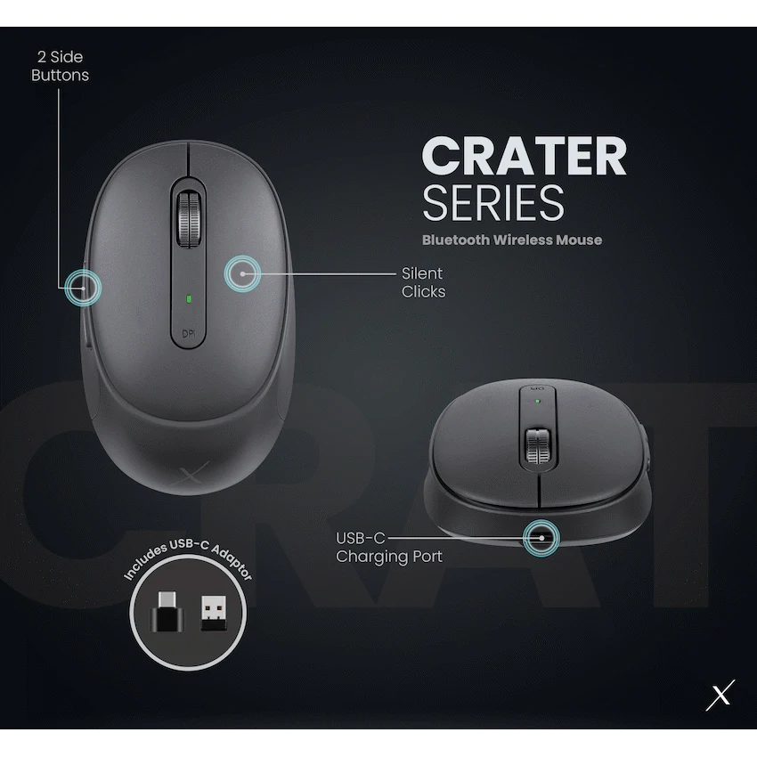 VolkanoX Crater Bluetooth Wireless Mouse - Graphite - Image 9