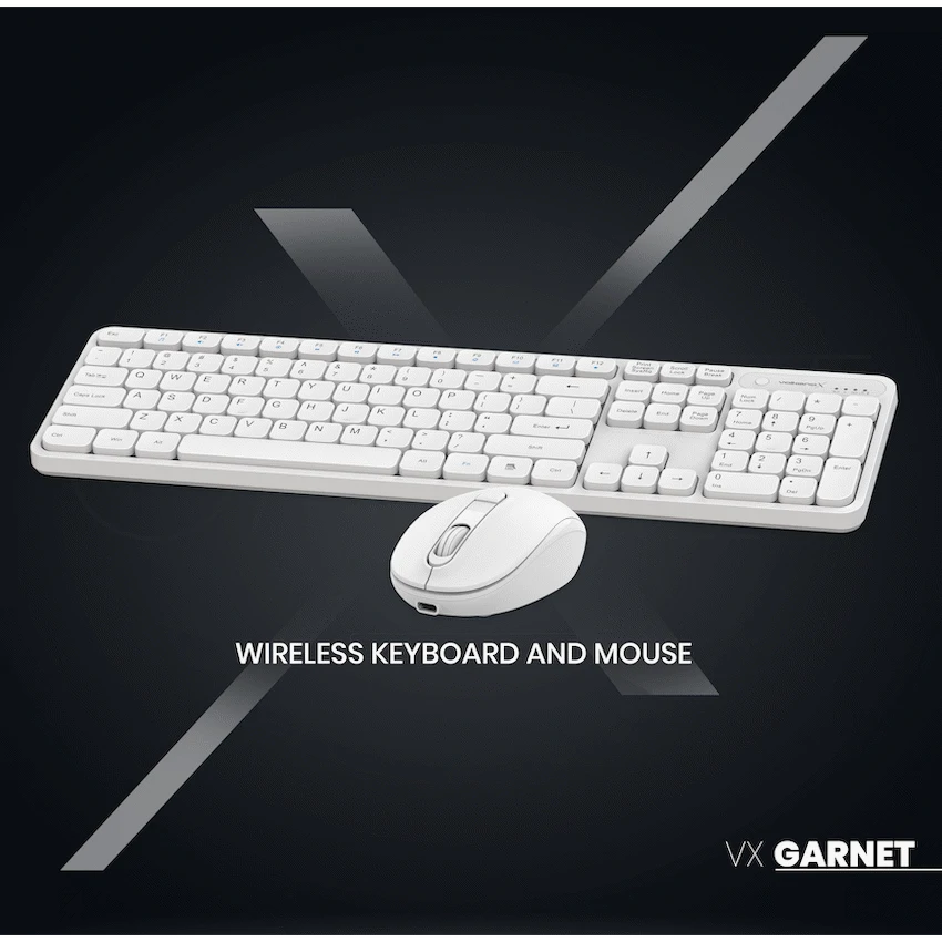 VolkanoX Garnet Bluetooth Wireless Keyboard and Mouse Combo - White - Image 9