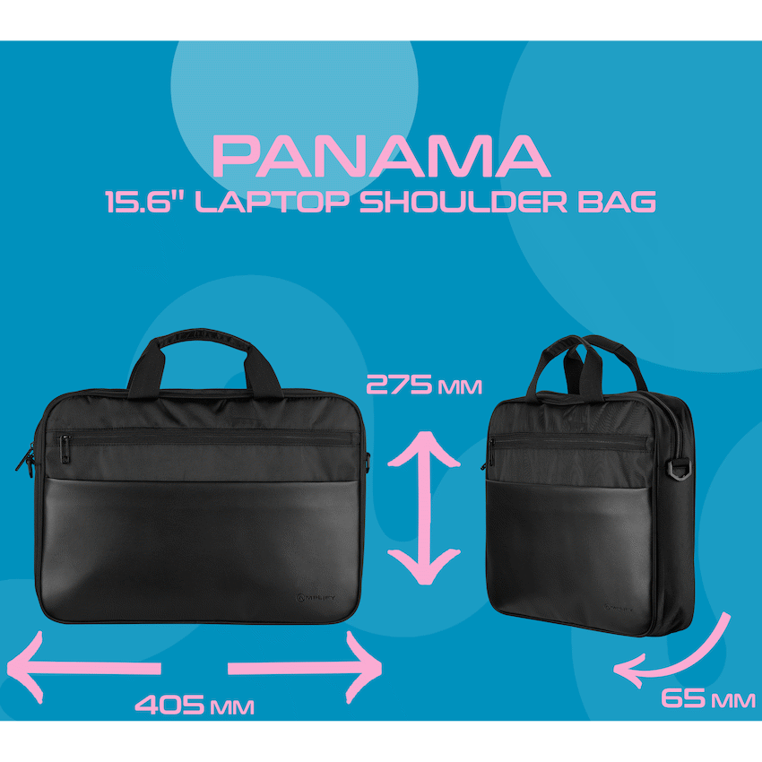 Amplify Panama 15.6" Laptop Shoulder Bag - Black - Image 6