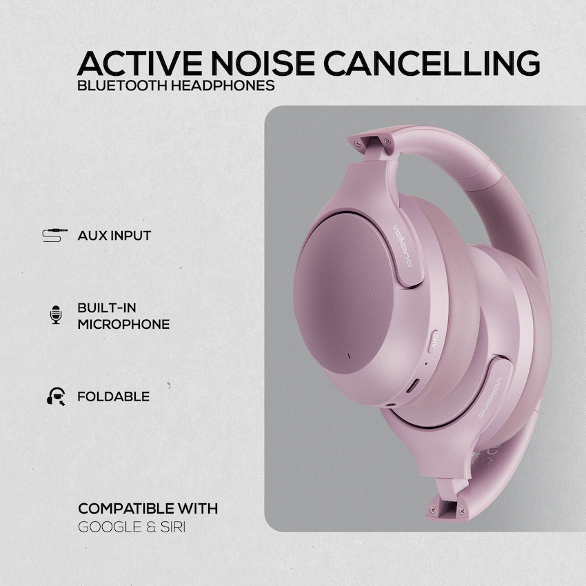 Volkano Odyssey ANC Bluetooth Wireless Headphone - Rose Gold - Image 4