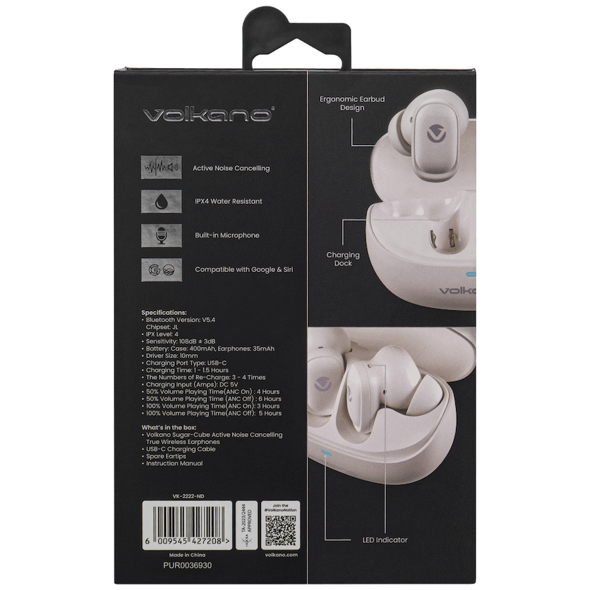 Volkano Sugar-Cube Active Noise-Cancelling True Wireless Earphones - Nude - Image 12