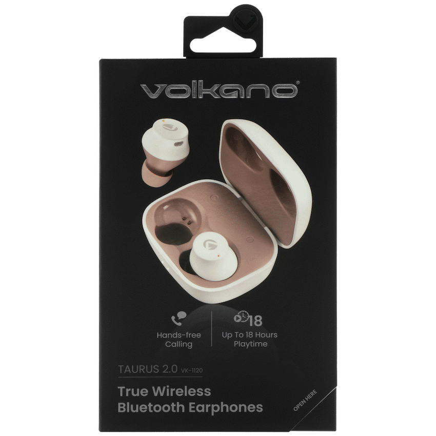 Volkano Taurus Series 2.0 True Wireless Earphones - White - Image 5