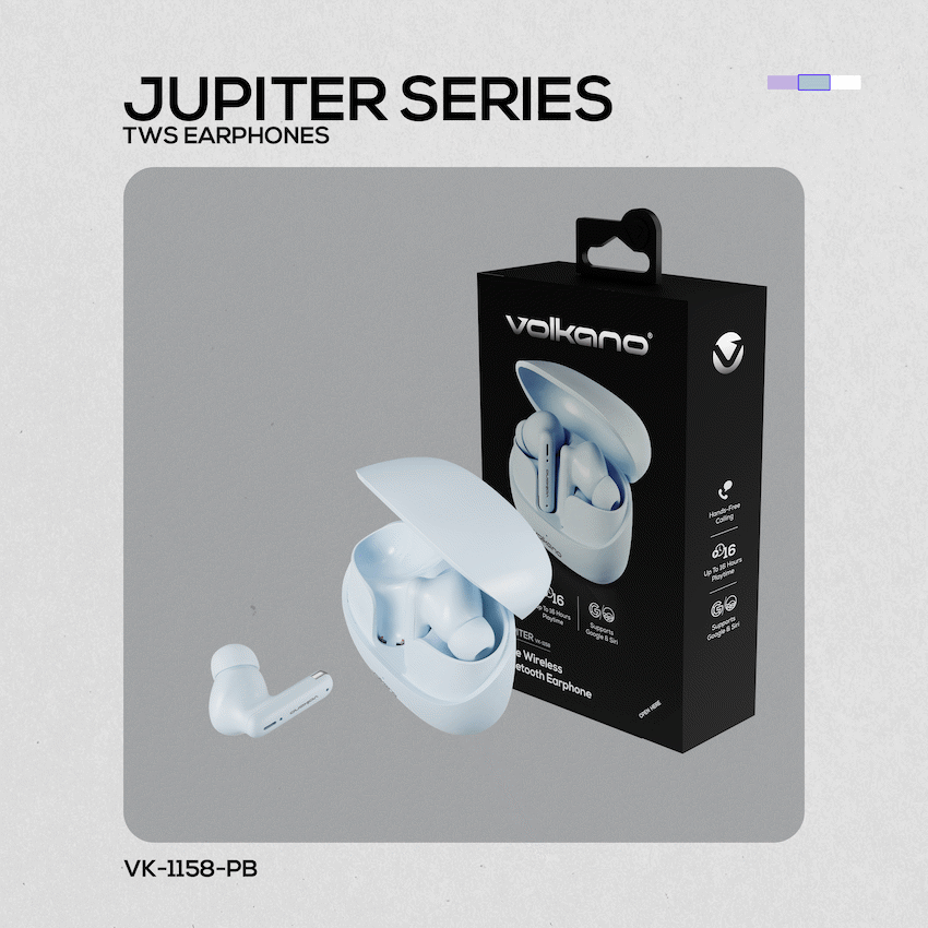 Volkano Jupiter Series TWS Earphones - Pastel Blue - Image 6