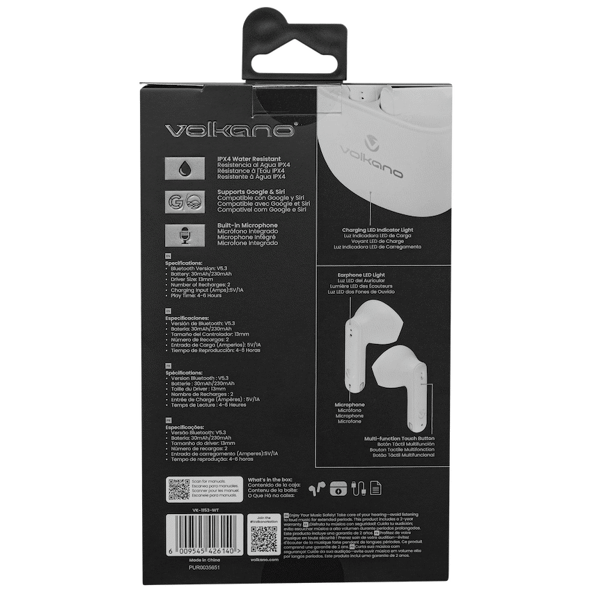 Volkano Sleek Series TWS Earphones - White - Image 16