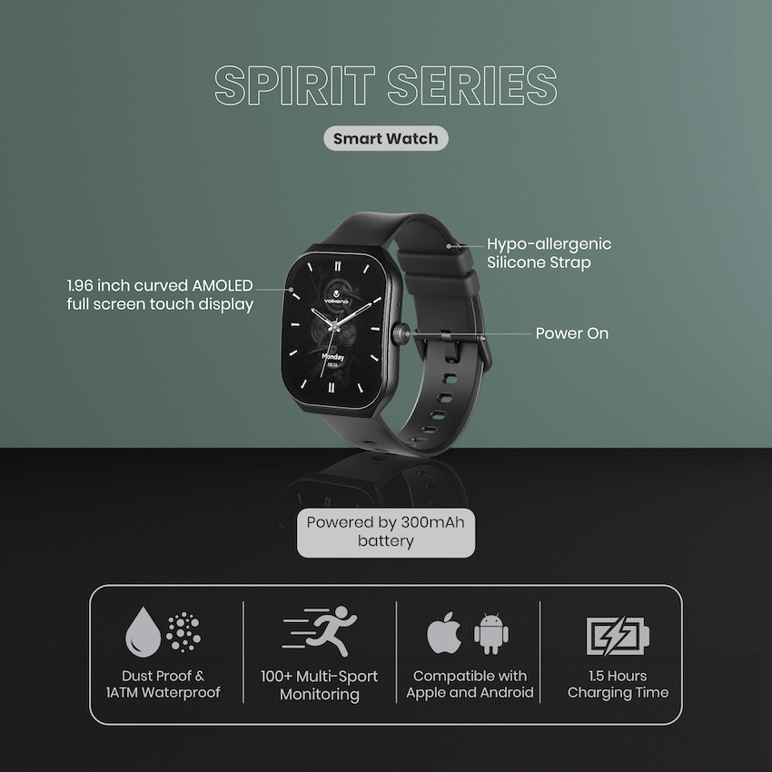 Volkano Spirit Series Smart Watch - Black - Image 12