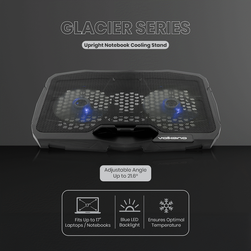 Volkano Glacier Series Upright Notebook Cooling Stand with Dual Fans - Image 19