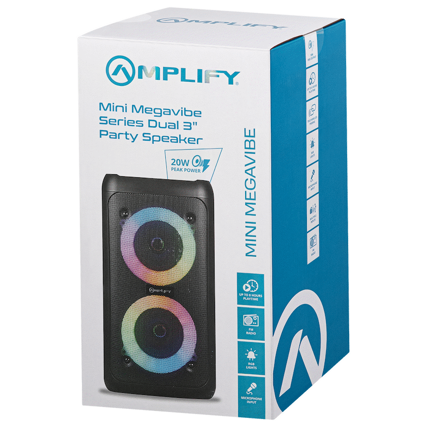Amplify Mini Megavibe Series Dual 3" Party Speaker - Black - Image 2