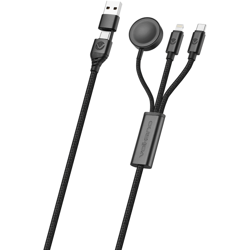 Volkano Weave Series 100W Braided 5-in-1 Charge and Data Cable 1m - Black - Image 2