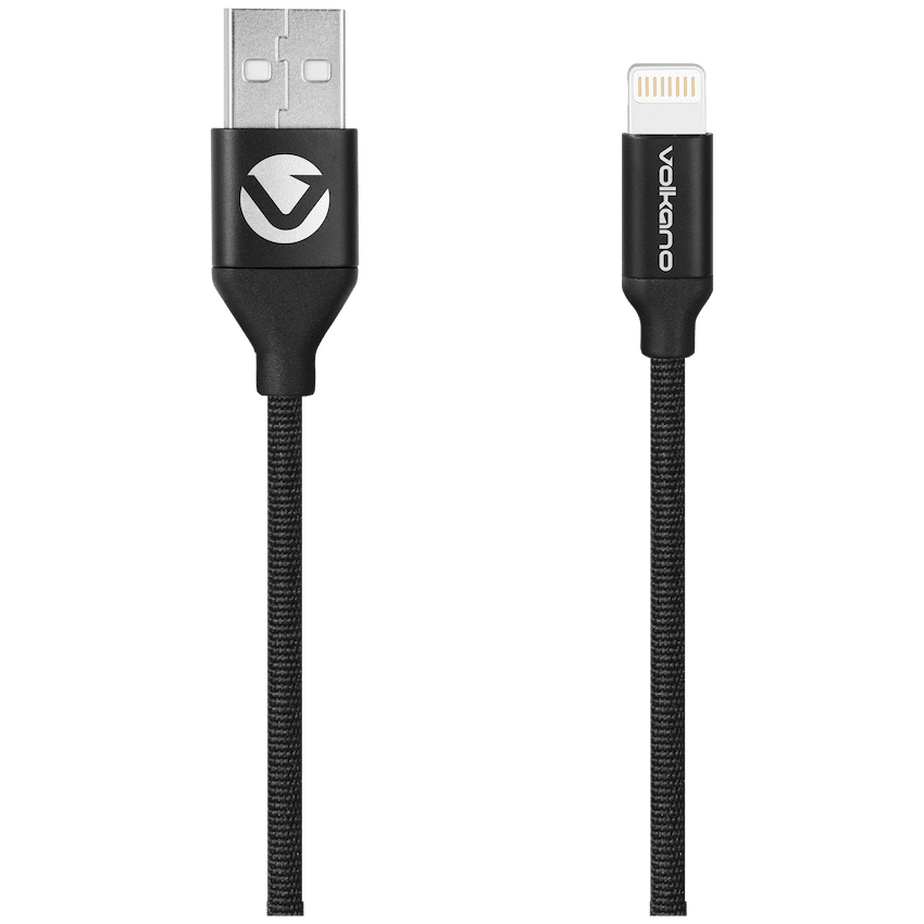 Volkano Weave Series Fabric Braided MFI Lightning Cable 3m - Black - Image 3