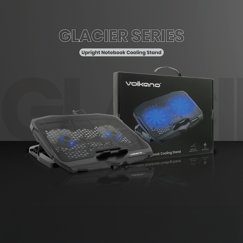 Volkano Glacier Series Upright Notebook Cooling Stand with Dual Fans - Image 7