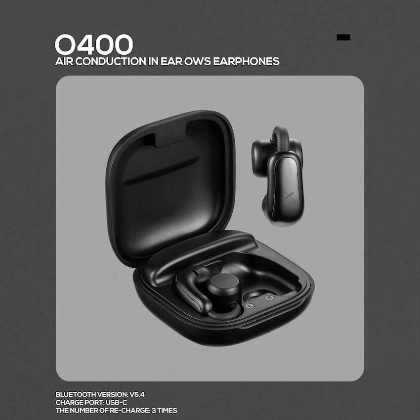 VolkanoX O400 Air Conduction In-Ear OWS Earphones - Black - Image 13