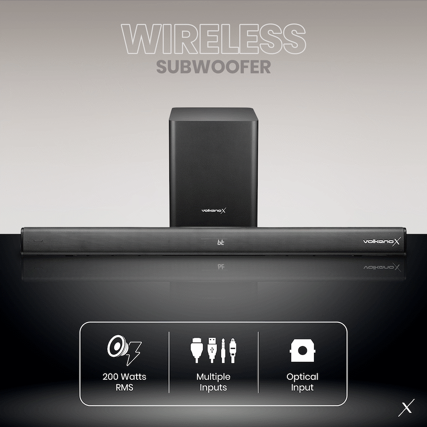 VolkanoX Supersonic 2 Series 2.1 200w Soundbar System with Wireless Subwoofer - Black - Image 5