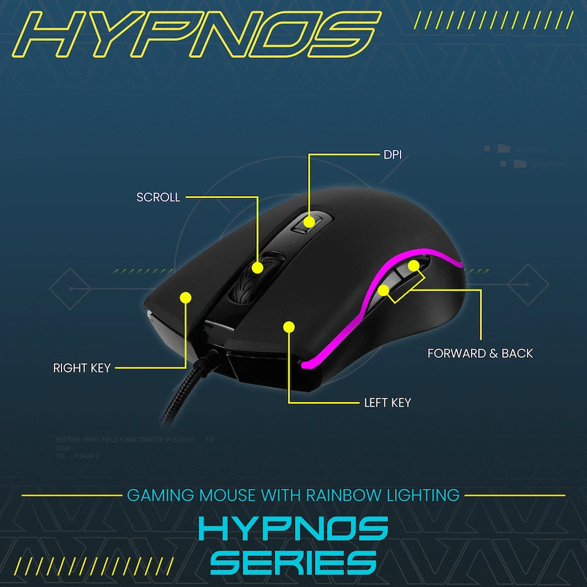 VX Gaming Hypnos Series Gaming Mouse with Rainbow Lighting - Image 8