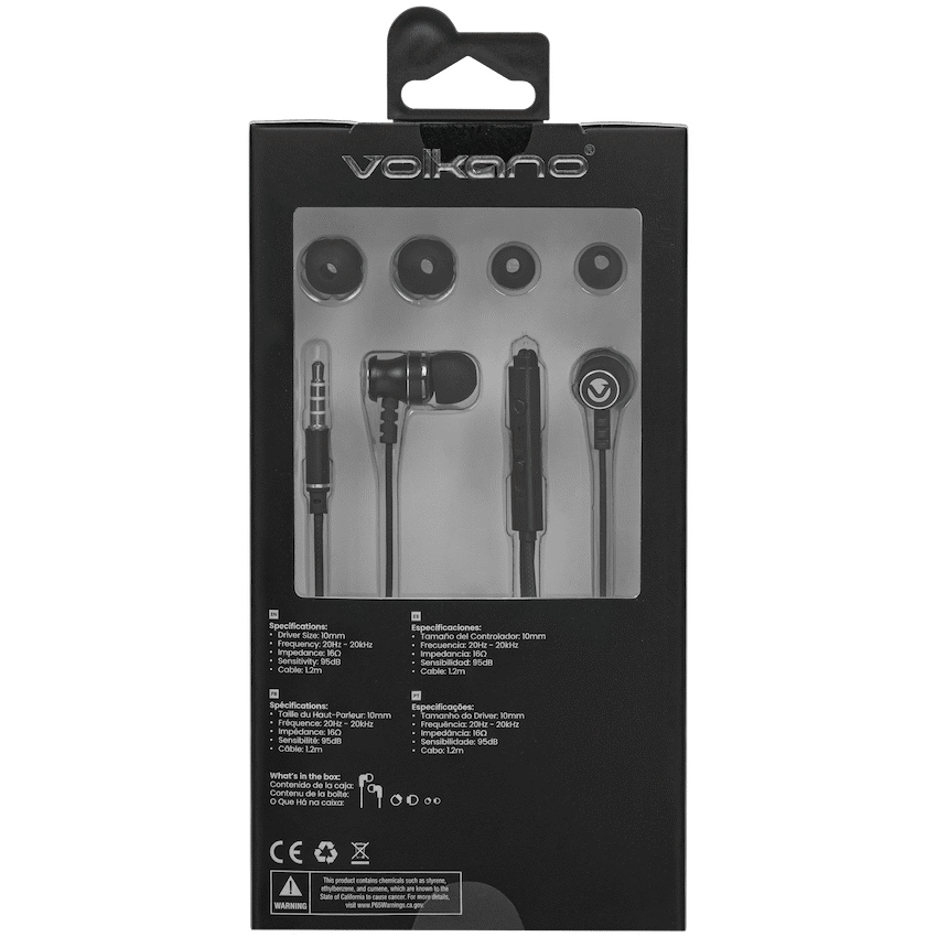 Volkano Earphones with Mic - STANNIC SERIES - Black - Image 5