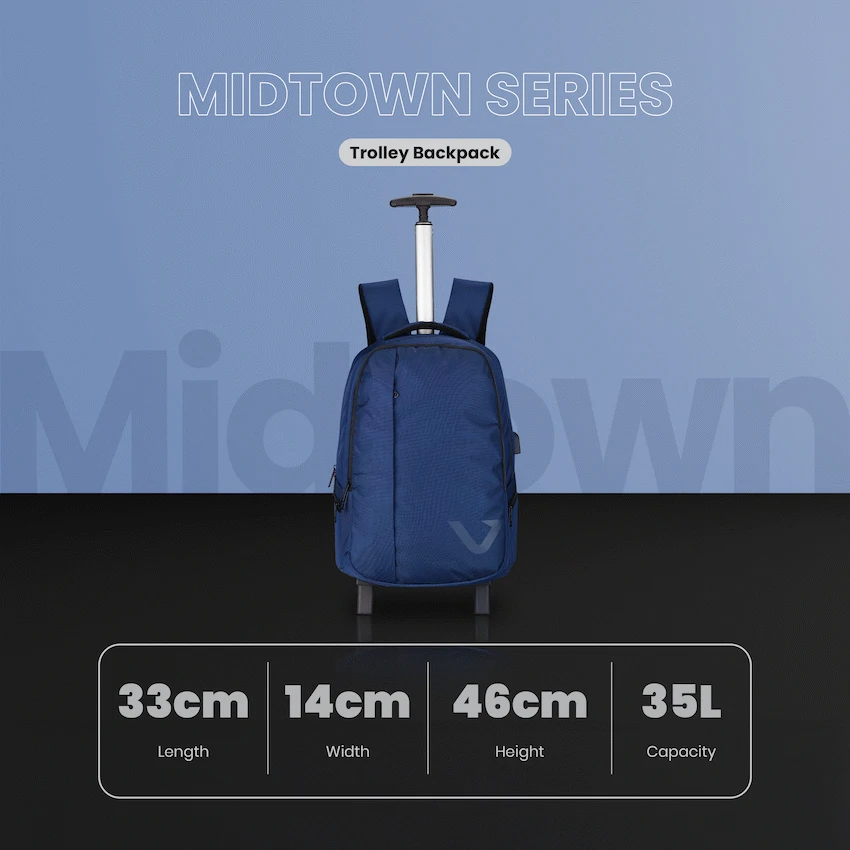 Volkano Midtown Trolley Backpack - Navy - Image 7