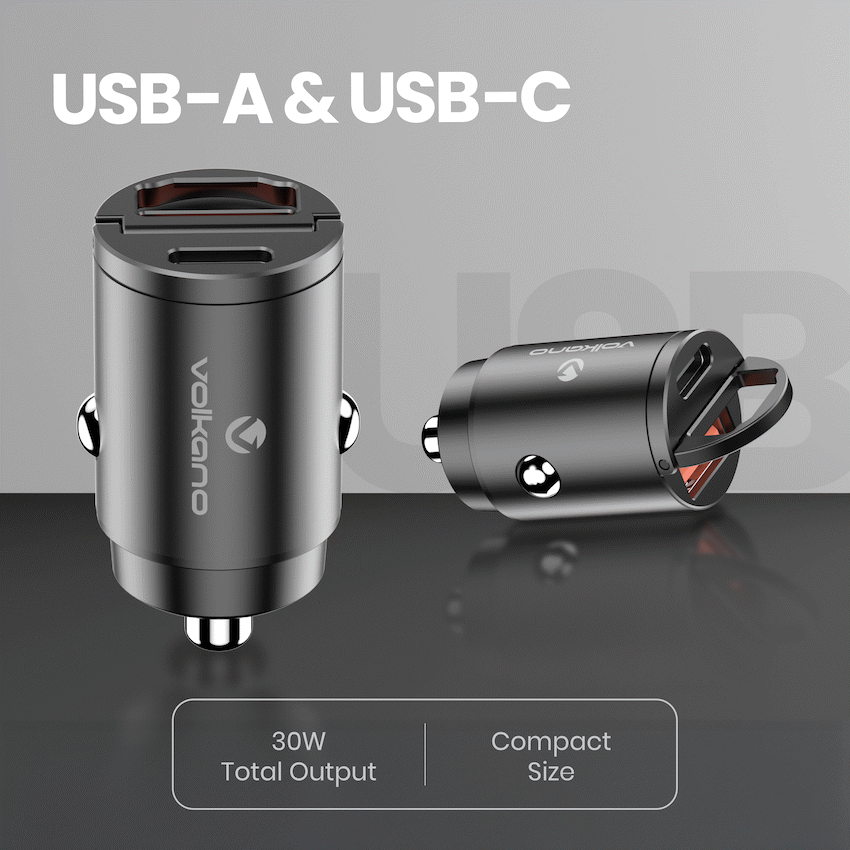 Volkano Obscurix Series 30w PD Dual USB-A and USB-C Ultra Small Car Charger - Image 7