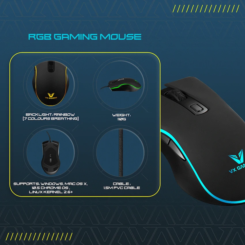 VX Gaming Hypnos Series Gaming Mouse with Rainbow Lighting - Image 10
