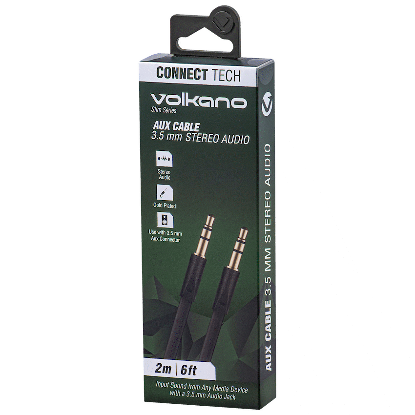 Volkano Slim Series Aux Cable 2m - Black - Image 4