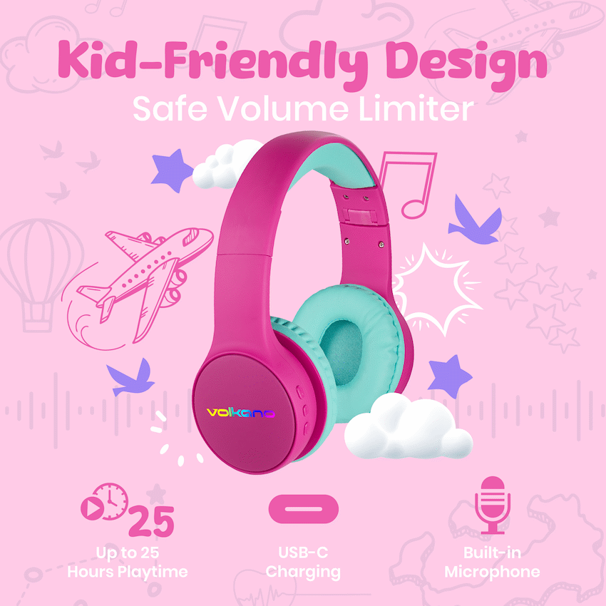 Volkano Kids Atlas Bluetooth Padded Headphones with dB Switch Function - Image 4