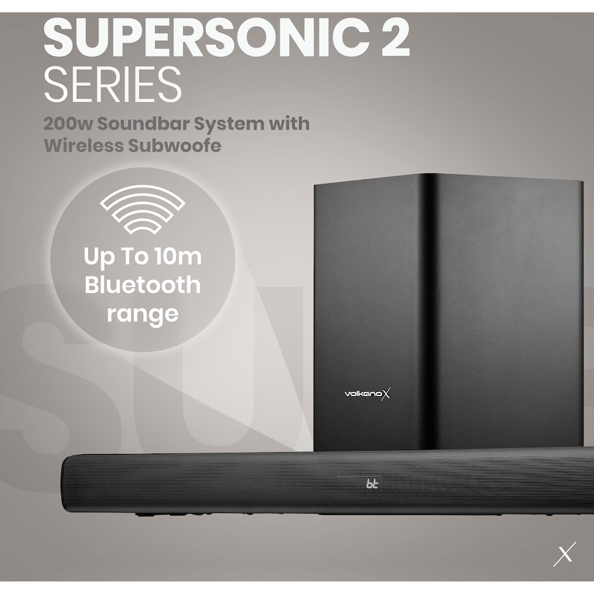 VolkanoX Supersonic 2 Series 2.1 200w Soundbar System with Wireless Subwoofer - Black - Image 6