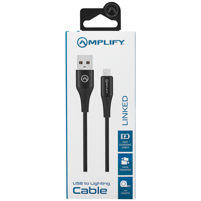 Amplify Linked Series USB to Lightning Braided Cable - Black 1m - Image 6