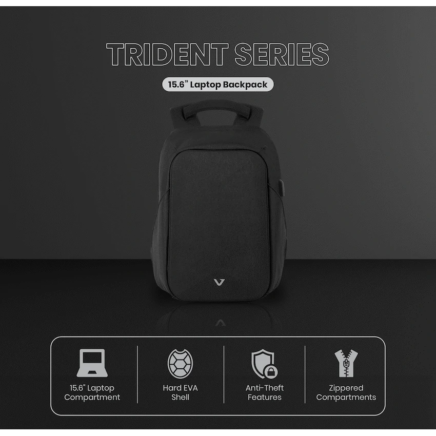 Volkano Trident 15.6" Laptop Backpack - Black - Image 13