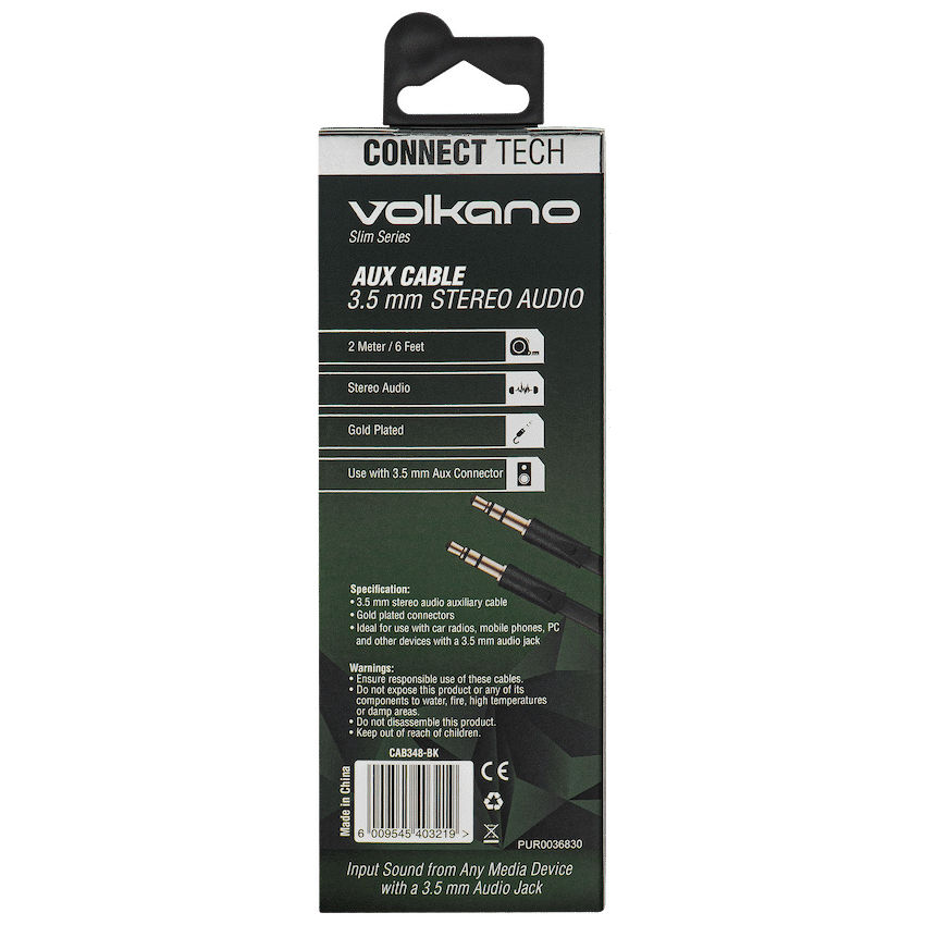 Volkano Slim Series Aux Cable 2m - Black - Image 5