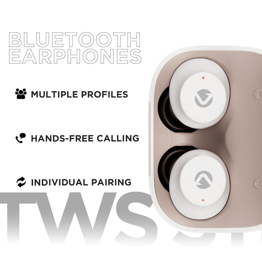 Volkano Taurus Series 2.0 True Wireless Earphones - White - Image 10