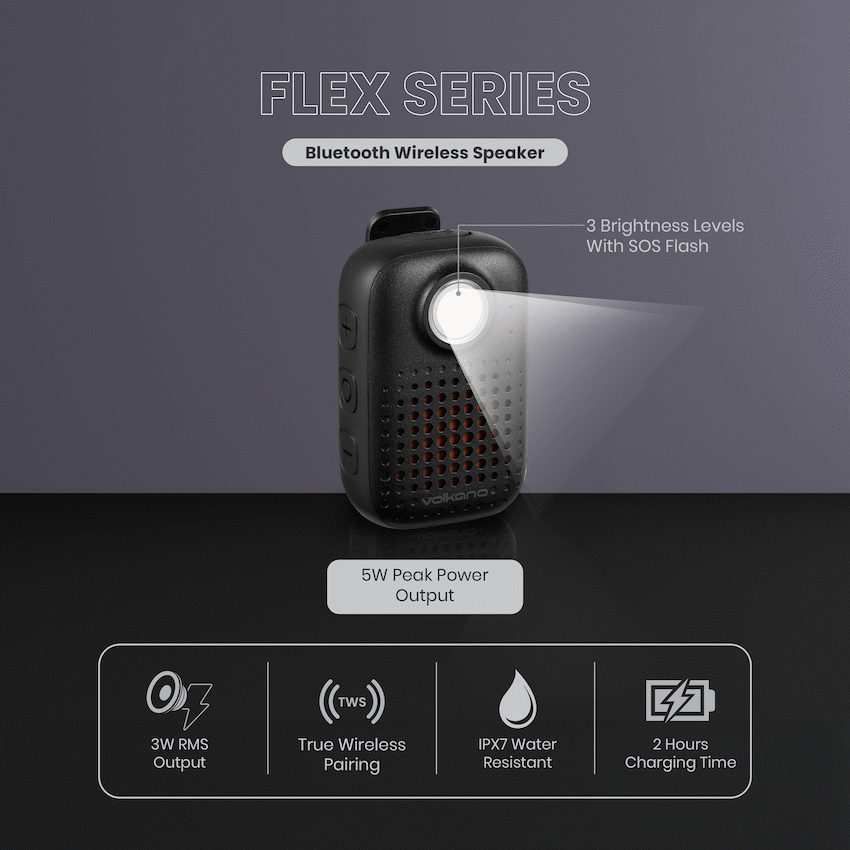 Volkano Flex Bluetooth Wireless Speaker - Black - Image 8
