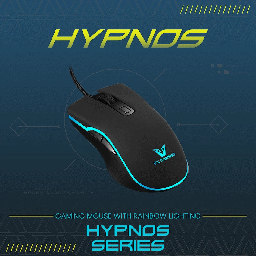 VX Gaming Hypnos Series Gaming Mouse with Rainbow Lighting - Image 4