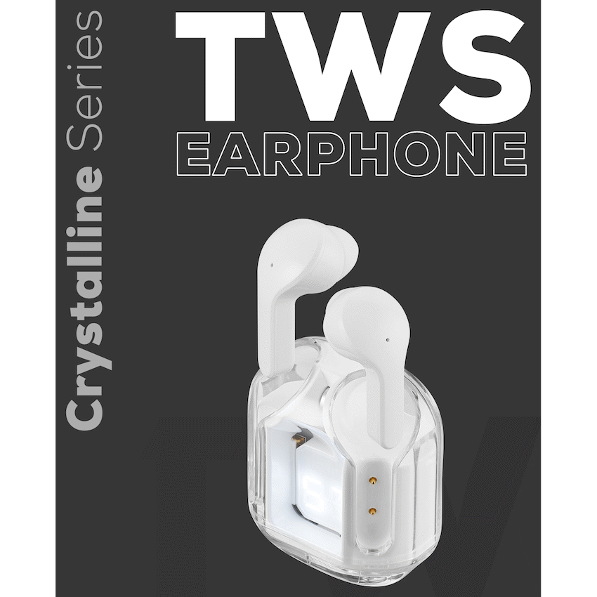 Volkano Crystalline Series TWS Earphone - White - Hardbox - Image 10