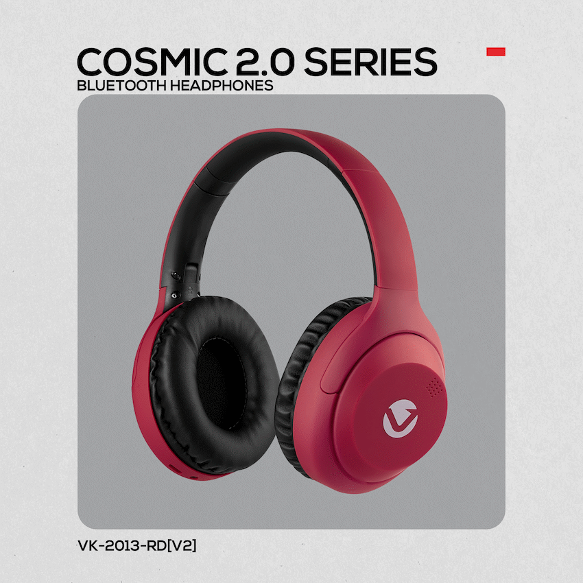 Volkano Cosmic 2 Series Bluetooth Headphones - Red - Image 9