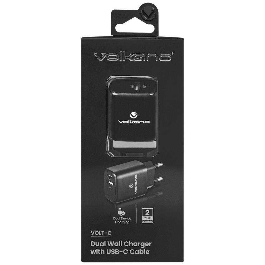 Volkano Volt-C Series Dual USB and USB-C Wall Charger with USB to USB-C Cable Included - Image 10