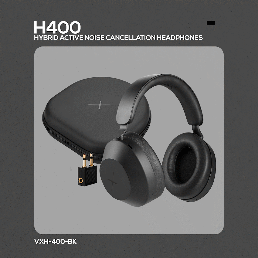 VolkanoX H400 Hybrid Active Noise Cancellation Headphones - Black - Image 13