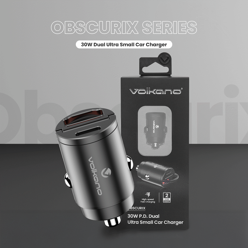 Volkano Obscurix Series 30w PD Dual USB-A and USB-C Ultra Small Car Charger - Image 11