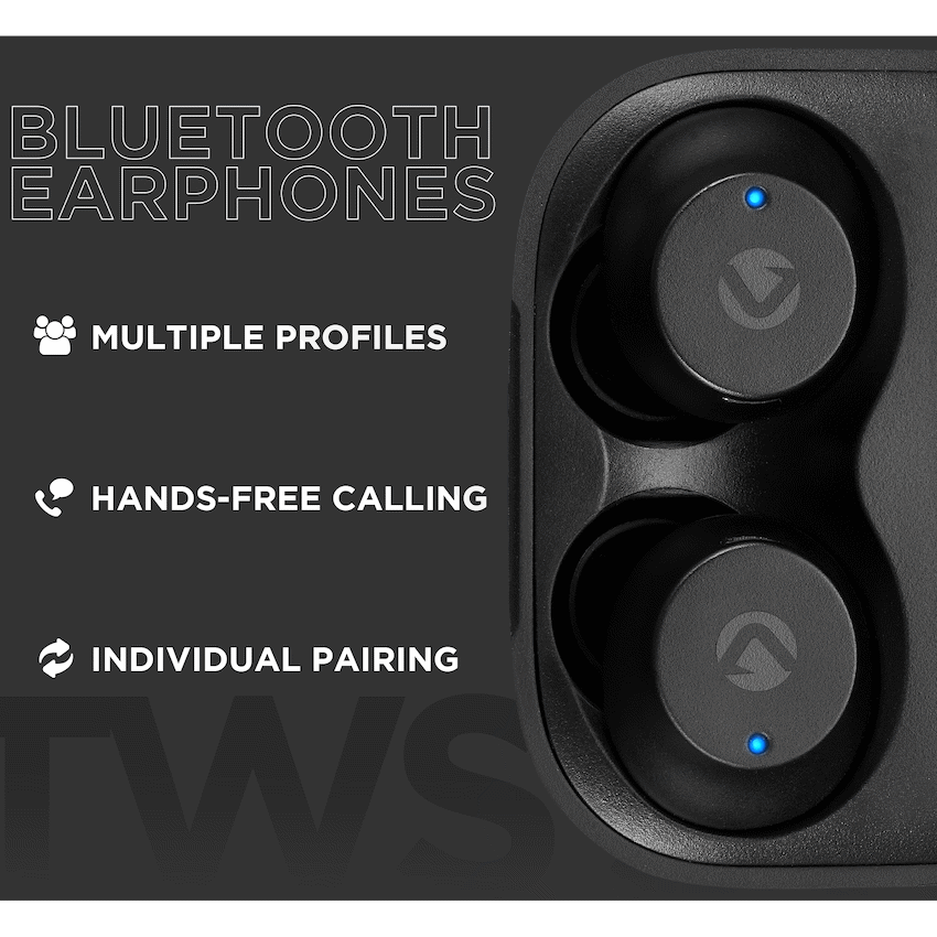 Volkano Taurus Series 2.0 True Wireless Earphones with Charging Case - Black - Image 15
