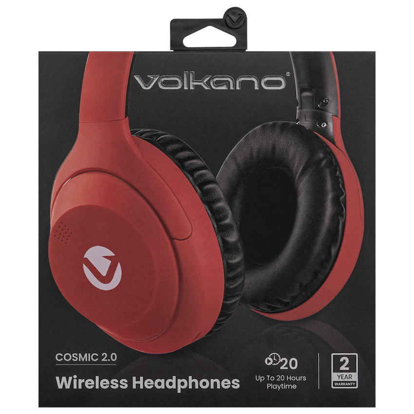 Volkano Cosmic 2 Series Bluetooth Headphones - Red - Image 2