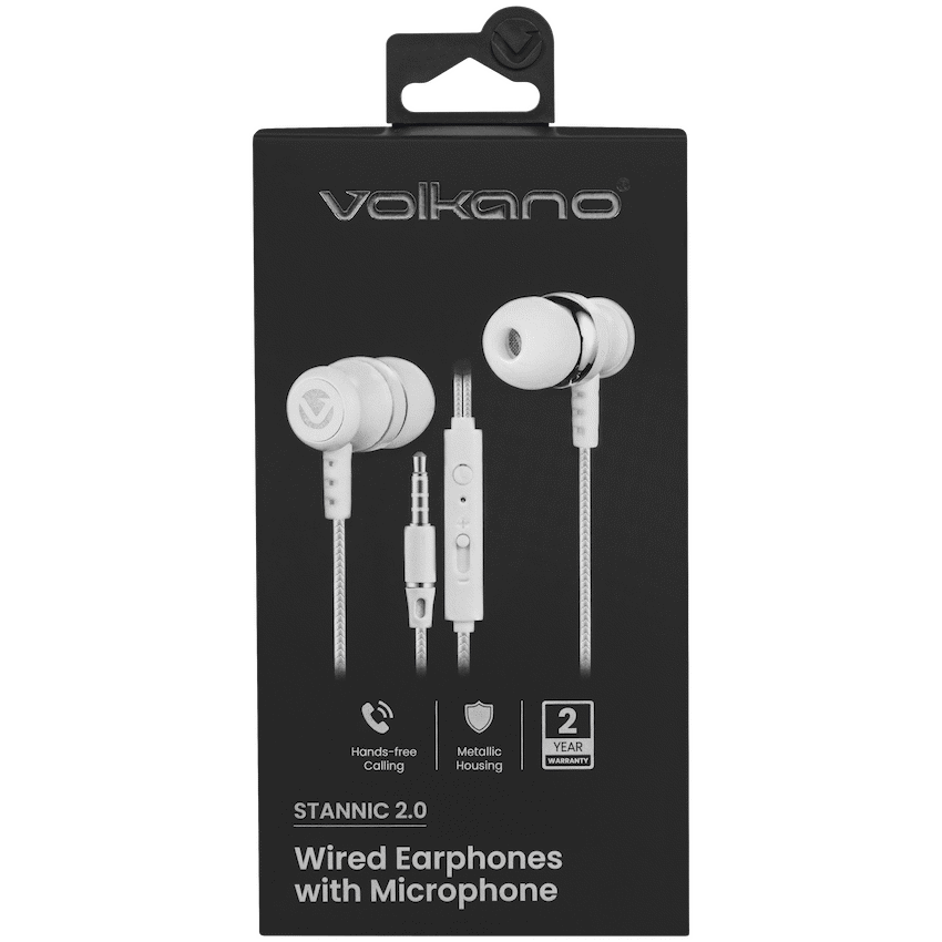 Volkano Earphones with Mic - Stannic Series - White - Image 11
